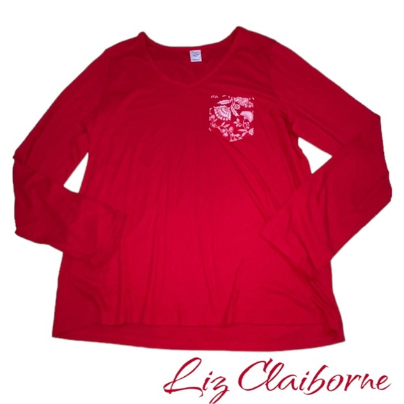 Liz Claiborne Red Sleepwear Top - Women’s Large - Picture 1 of 10